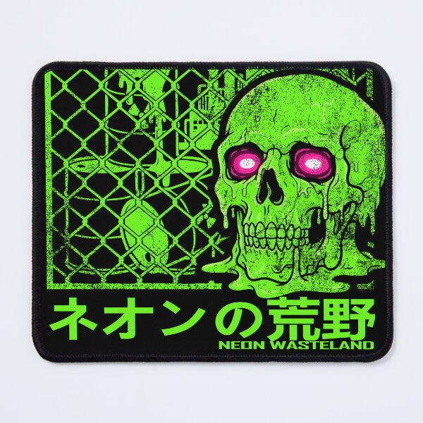 Item preview, Neon Wasteland Toxic Green Melted Skull with Japanese Text designed and sold by ShirtRemarks.