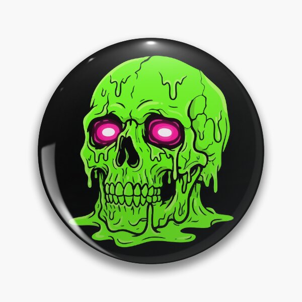 Item preview, Neon Wasteland Toxic Green Melted Skull with Japanese Text designed and sold by ShirtRemarks.