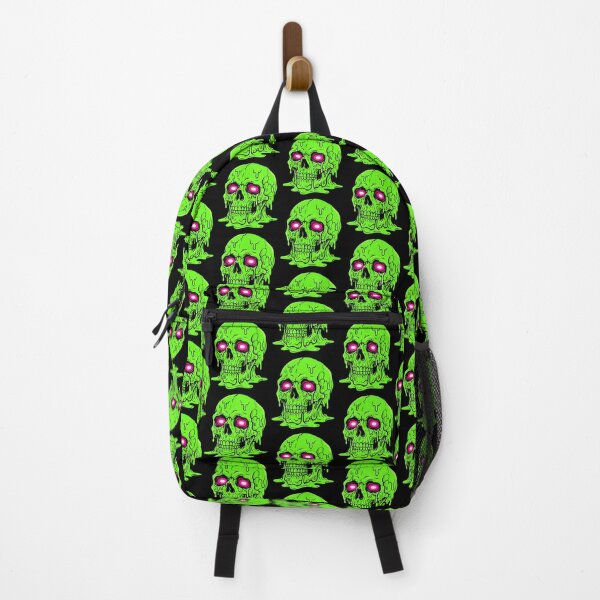 Item preview, Neon Wasteland Toxic Green Melted Skull with Japanese Text designed and sold by ShirtRemarks.