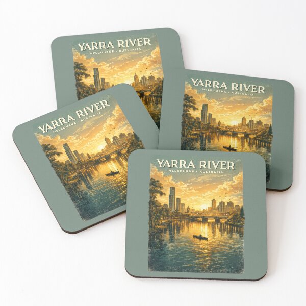 Item preview, Melbourne Skyline Vintage Travel Poster | Yarra River Australia Retro City Print | Melbourne Gift designed and sold by Globalcitytees.
