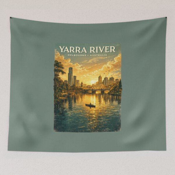 Item preview, Melbourne Skyline Vintage Travel Poster | Yarra River Australia Retro City Print | Melbourne Gift designed and sold by Globalcitytees.