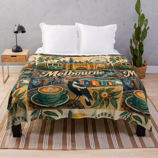 Item preview, Melbourne Landmarks Vintage Travel Poster | Australia City Icons Retro Souvenir Gift designed and sold by Globalcitytees.