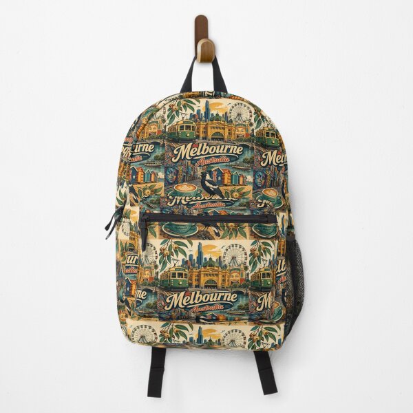 Item preview, Melbourne Landmarks Vintage Travel Poster | Australia City Icons Retro Souvenir Gift designed and sold by Globalcitytees.