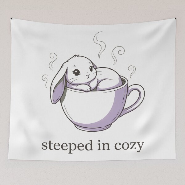 Aperçu de l'œuvre Adorable lapin dans une tasse à café | Cadeau douillet pour les amoureux des lapins créée et vendue par StickerNestYou.