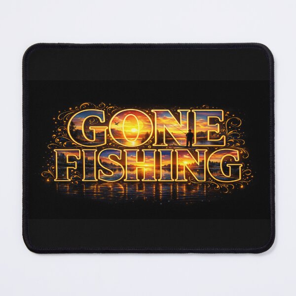 Item preview, Gone Fishing Sunset Typography | Golden Lake Fishing Letter Art designed and sold by sunbowjp stadio.