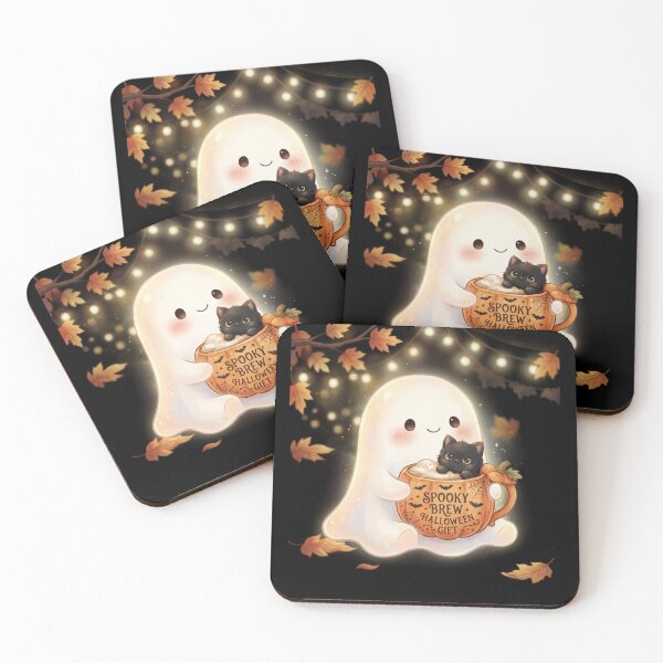 Item preview, Cozy Ghost Spooky Brew Cute Black Cat Gift designed and sold by Zizo-DR44.