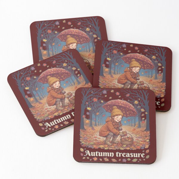 Item preview, Autumn Treasure Fall Leaves Little Girl Collecting Foliage Art designed and sold by Evelashop.