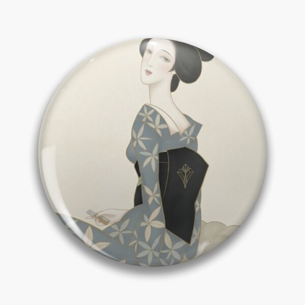 Item preview, Neo Nihon-ga 夢二 着物の女性 竹 日本画アールデコ風 designed and sold by misaeklm.
