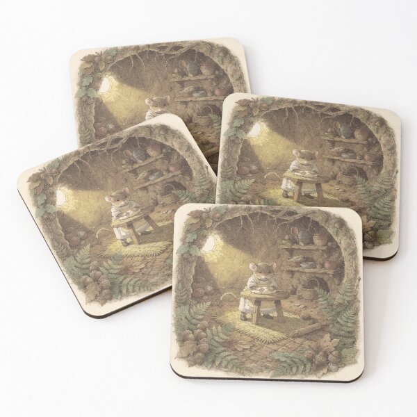Item preview, Vole Folk Kneading Dough in a Thimble Kitchen Storybook Art designed and sold by PictorialWhimsy.