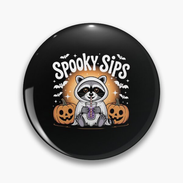 Item preview, Ghost Raccoon Spooky Sips Halloween designed and sold by Steele-Art.
