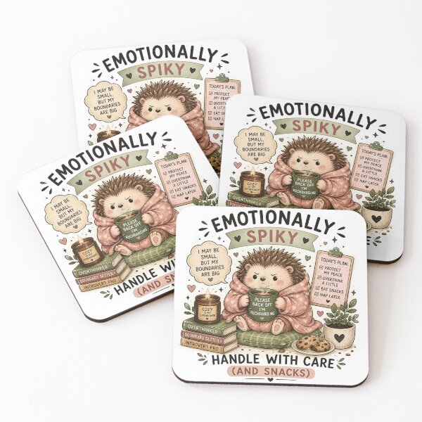 Item preview, Emotionally Spiky Funny Introvert Hedgehog Self Care Art designed and sold by DreamyBrushArt.