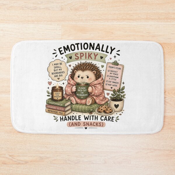 Item preview, Emotionally Spiky Funny Introvert Hedgehog Self Care Art designed and sold by DreamyBrushArt.