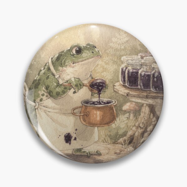 Item preview, Toad Jam-Maker Bottling Blackberry Preserves Cottagecore Art designed and sold by PictorialWhimsy.
