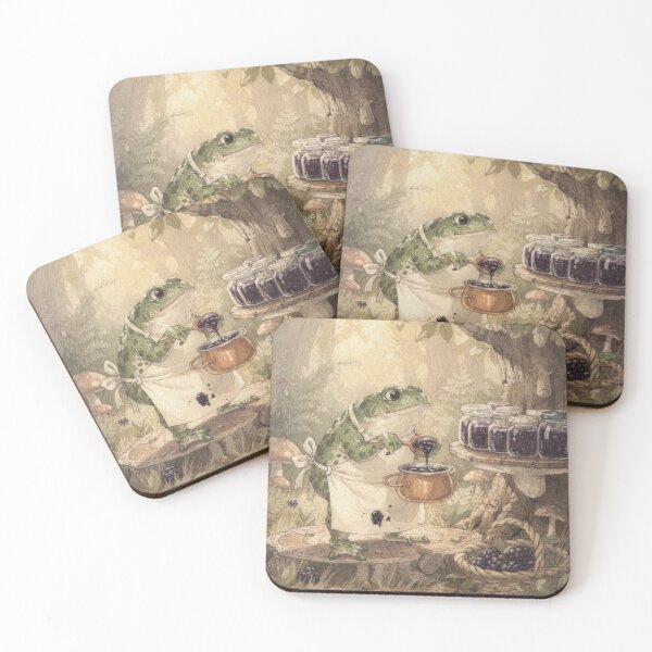 Item preview, Toad Jam-Maker Bottling Blackberry Preserves Cottagecore Art designed and sold by PictorialWhimsy.