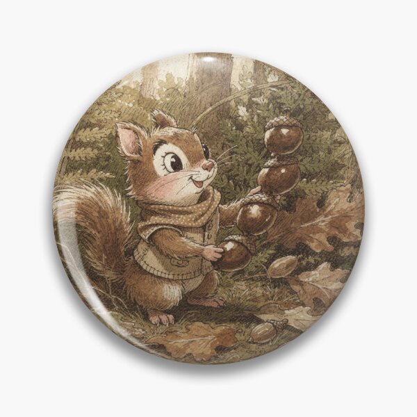 Item preview, Chipmunk Folk Balancing a Wobbling Acorn Tower Storybook Art designed and sold by PictorialWhimsy.