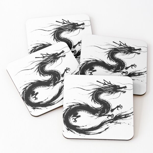 Item preview, Black Ink Dragon - Japanese Sumi-e Dragon and Red Pearl designed and sold by Tsuiho_art.