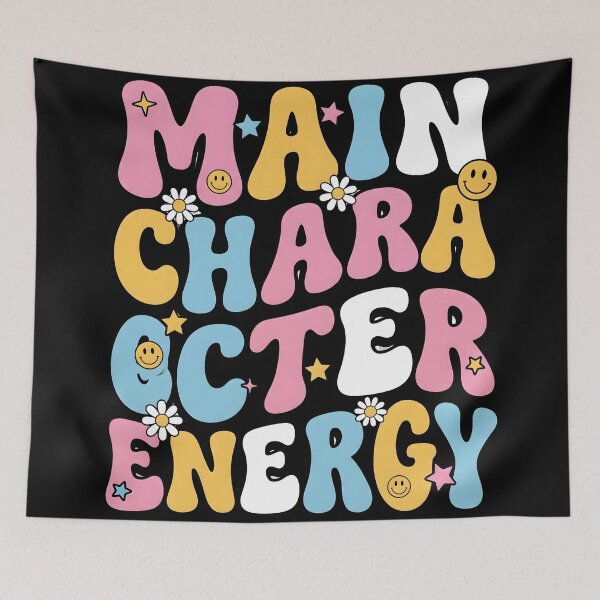 Item preview, Main Character Energy Cute Retro Typography T-Shirt | Positive Aesthetic Smiley Gift designed and sold by StickerNestYou.