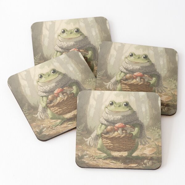 Item preview, Frog Mushroom Forager With an Overfull Basket Cottagecore Art designed and sold by PictorialWhimsy.
