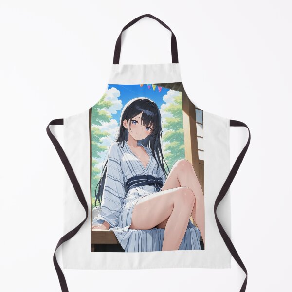 Item preview, Anime Girl in Summer Yukata relaxing on Engawa veranda designed and sold by JapaneseArtAI.