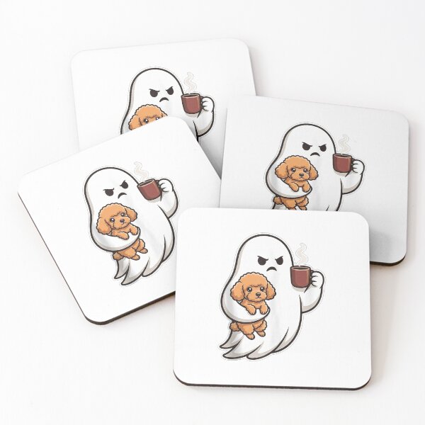 Item preview, Funny Ghost Miniature Poodle Coffee Lover Cute Halloween Dog Vintage Design designed and sold by kiralynstration.