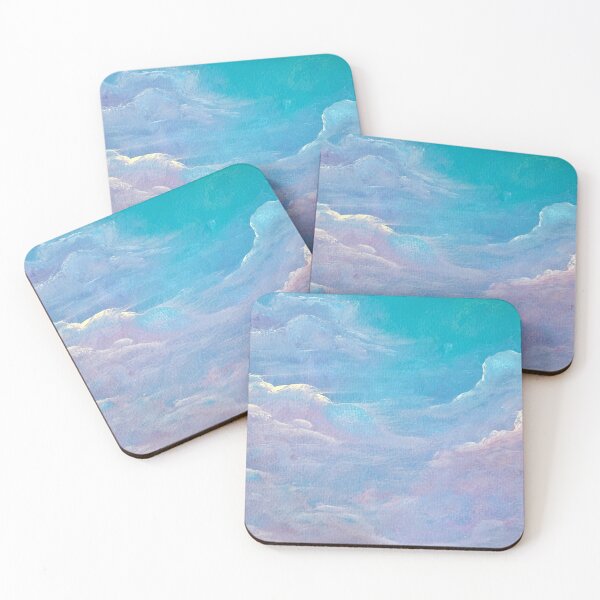Item preview, Cloudscape in light pink, teal and aqua designed and sold by ArtwithaFriend.