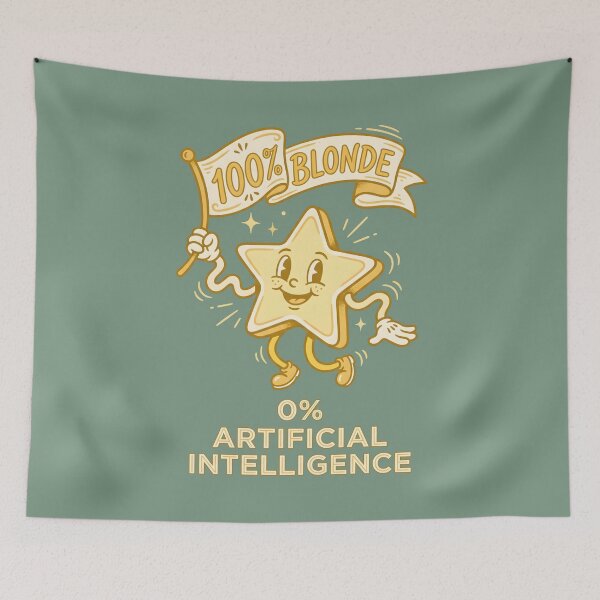 Item preview, 100% Blonde 0% Artificial Intelligence Vintage Cartoon Blonde Humor designed and sold by SplashTastic.