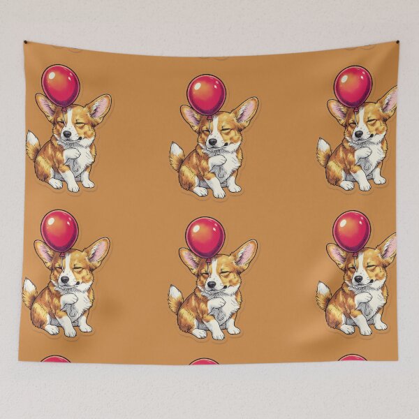 Item preview, Cute Corgi with Red Balloon Sticker designed and sold by Hari Arts.