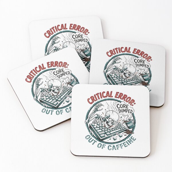 Item preview, Out Of Caffeine Critical Error IT Humor Vintage Mascot designed and sold by SplashTastic.
