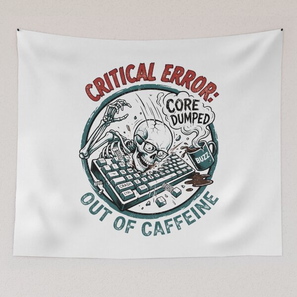 Item preview, Out Of Caffeine Critical Error IT Humor Vintage Mascot designed and sold by SplashTastic.