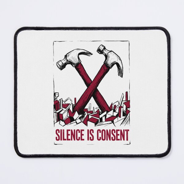 Item preview, Silence Is Consent Industrial Graphic Protest Art Constructivism designed and sold by SplashTastic.