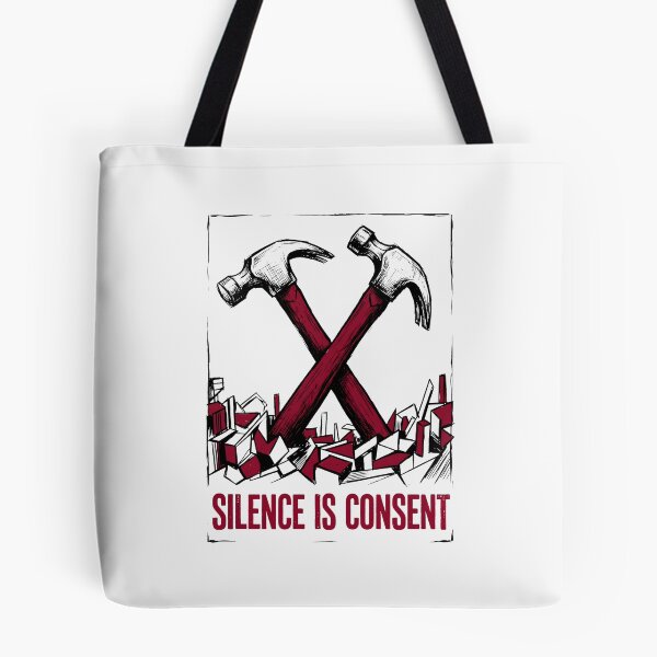 Item preview, Silence Is Consent Industrial Graphic Protest Art Constructivism designed and sold by SplashTastic.