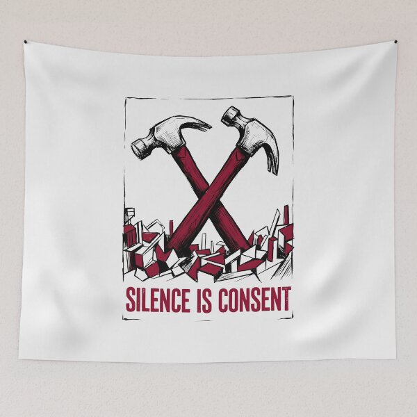 Item preview, Silence Is Consent Industrial Graphic Protest Art Constructivism designed and sold by SplashTastic.