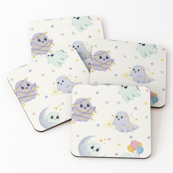 Item preview, Cute Celestial Ghosts Pastel Cream Seamless Halloween Pattern designed and sold by StoriesInGrain.