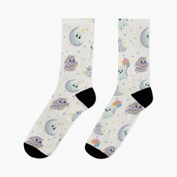 Item preview, Cute Celestial Ghosts Pastel Cream Seamless Halloween Pattern designed and sold by StoriesInGrain.