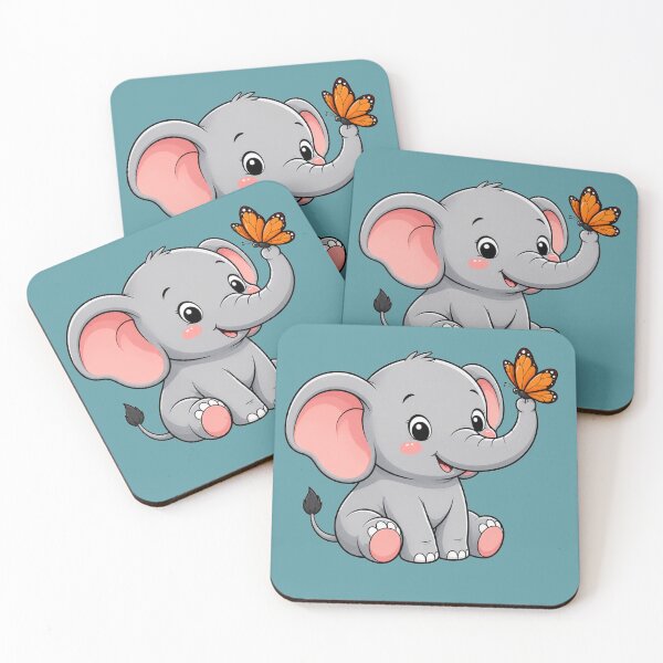 Item preview, Cute Baby Elephant with Monarch Butterfly designed and sold by Lycheeleaf.