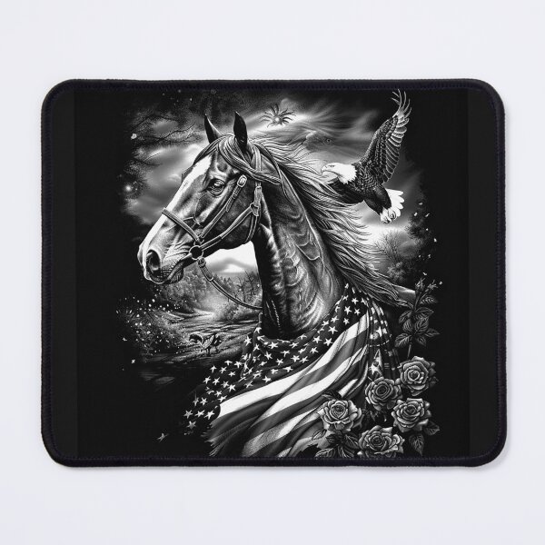 Item preview, Patriotic Horse with Bald Eagle American Flag and Roses designed and sold by inkoutninja.