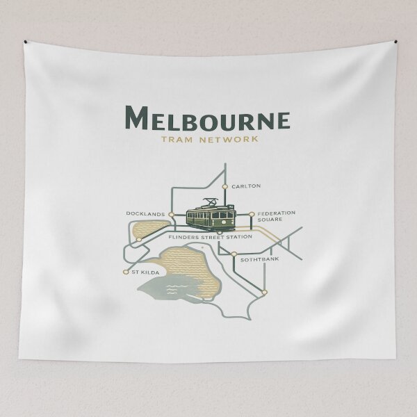 Item preview, Melbourne Tram Map Minimal Line Art | Retro Transit Design Gift for Tram & Public Transport Lovers designed and sold by Globalcitytees.