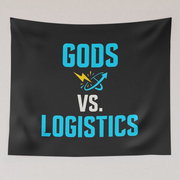 Item preview, Gods Vs Logistics Supply Chain Tech Humor Minimalist Typography designed and sold by SplashTastic.