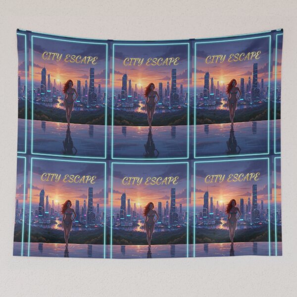 Item preview, City Escape Cyberpunk Skyline Sunset Aesthetic designed and sold by GraphixKing999.