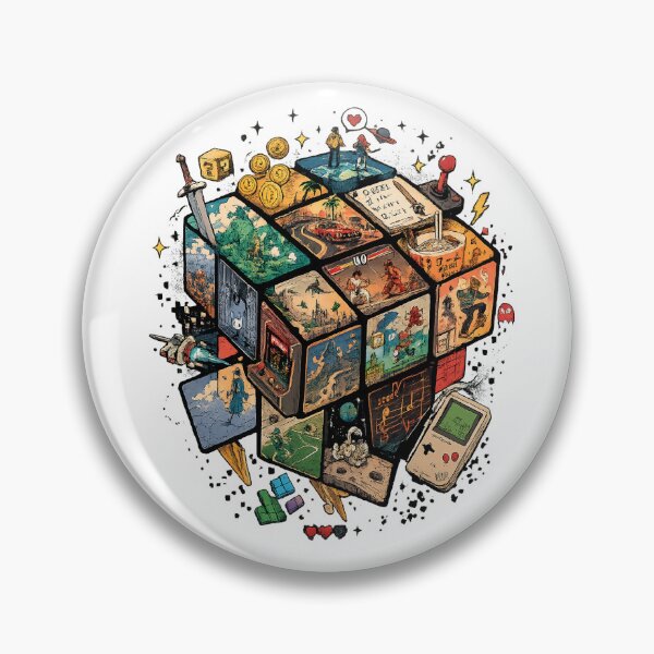 Artikelvorschau, Videospiel-Nostalgie-Würfel Retro-Gaming-Arcade-Collage Vintage-Kunst entworfen und verkauft von Shakhbata-1.