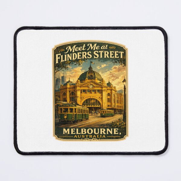Item preview, Flinders Street Station Melbourne Tram Vintage Travel Poster | Retro Australia Railway Landmark Gift designed and sold by Globalcitytees.