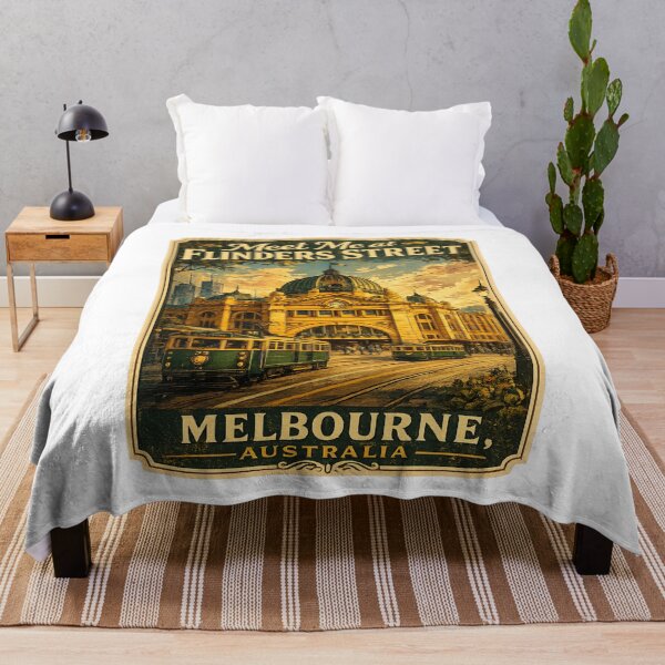 Item preview, Flinders Street Station Melbourne Tram Vintage Travel Poster | Retro Australia Railway Landmark Gift designed and sold by Globalcitytees.