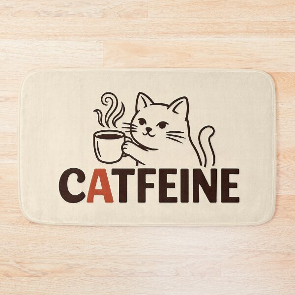 Item preview, White Cat Drinking Coffee Catfeine designed and sold by C-Plus-Home.