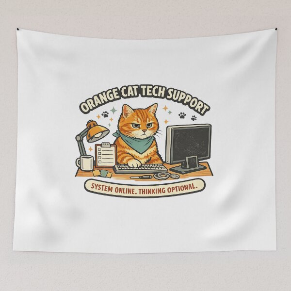 Item preview, Orange Cat Tech Support – System Online Thinking Optional designed and sold by Concrete Coffee Studio.