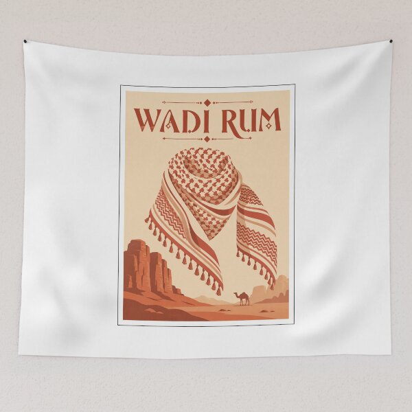 Item preview, Wadi Rum Keffiyeh Desert Poster designed and sold by Beyond Destinations.
