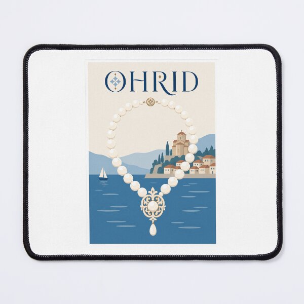 Item preview, Ohrid Pearl Necklace Travel Poster designed and sold by Beyond Destinations.