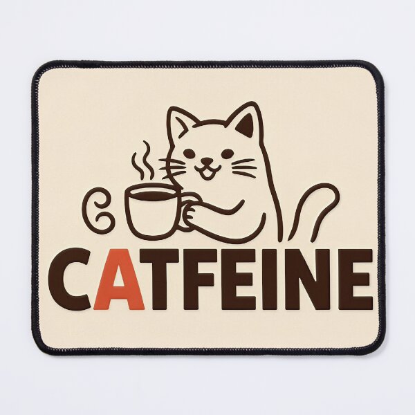 Item preview, White Cat Drinking Coffee Catfeine designed and sold by C-Plus-Home.