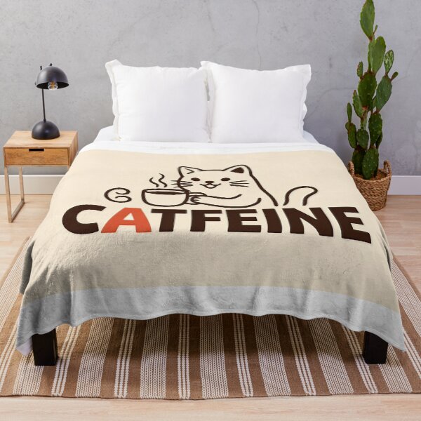 Item preview, White Cat Drinking Coffee Catfeine designed and sold by C-Plus-Home.