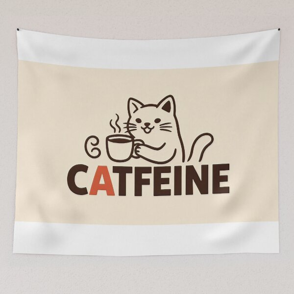 Item preview, White Cat Drinking Coffee Catfeine designed and sold by C-Plus-Home.