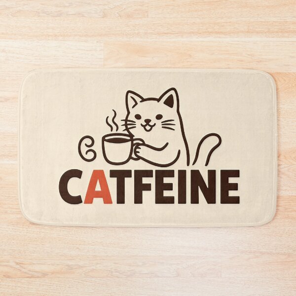 Item preview, White Cat Drinking Coffee Catfeine designed and sold by C-Plus-Home.